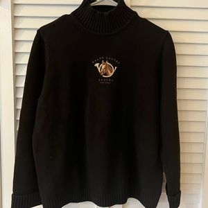 Ralph Lauren Equestrian Black Cotton Sweater, Green Label, M, EUC